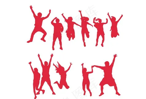 跳跃的人剪影图片