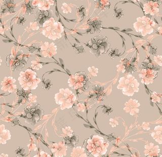 数码印花 水彩花图片