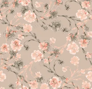 数码印花 水彩花图片