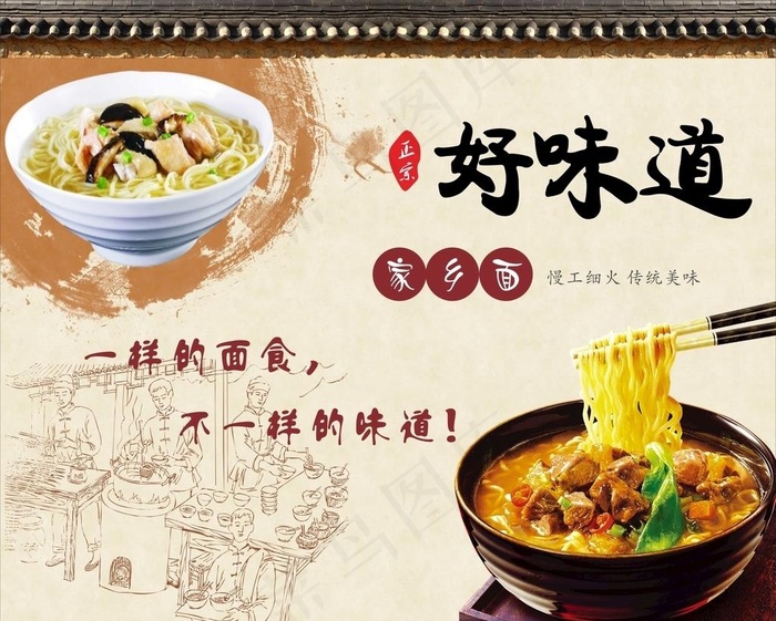 面馆文化墙图片cdr矢量模版下载