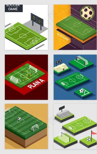 3D足球场地矢量素材图片