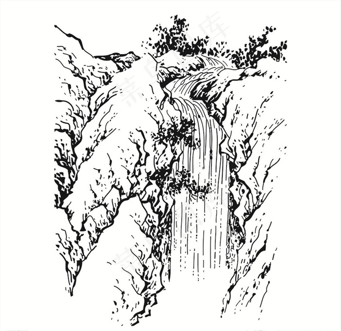 瀑布图片ai矢量模版下载