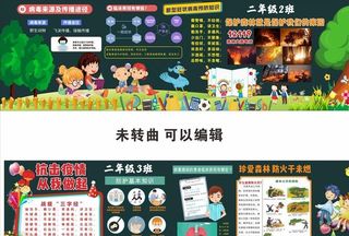 疫情和森林防火黑板报图片