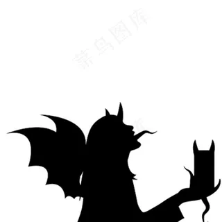 恶魔与猫剪影图片