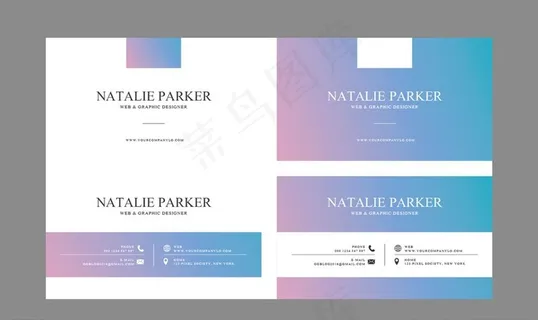 矢量现代时尚彩色渐变名片图片