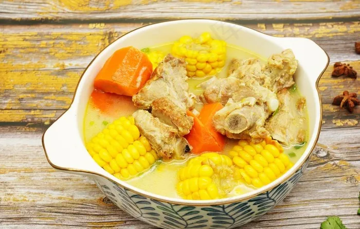 排骨玉米汤美食食材背景海报素材图片