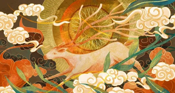 敦煌壁画古风传统墙画艺术神鹿图片 敦煌壁画古风传统墙画艺术神鹿图片