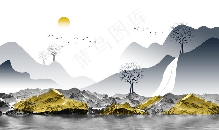 抽象山水背景墙图片