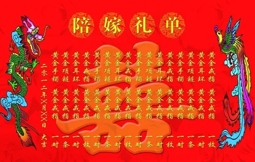 嫁妆单（陪嫁礼单）图片