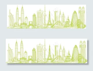 建筑背景手绘矢量素材图片