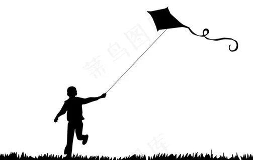 放风筝剪影图片 放风筝剪影图片