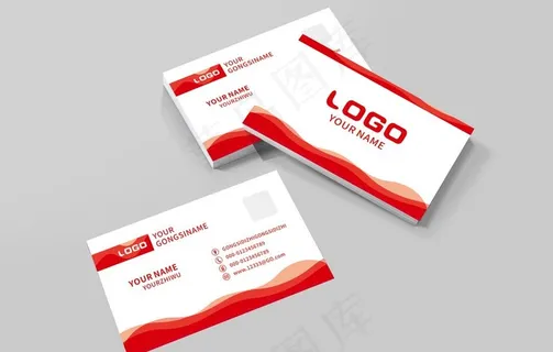 红色简约名片图片