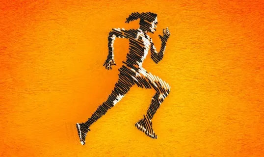 奔跑女运动员短跑墨水绘画风格图片