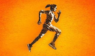 奔跑女运动员短跑墨水绘画风格图片