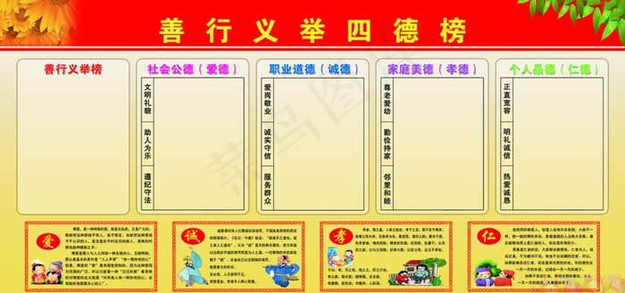 善行义举四德榜图片(4724X2362(DPI:100))psd模版下载