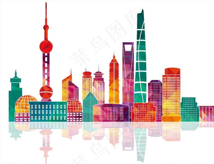 上海城市剪影图片ai矢量模版下载