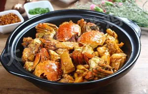 大闸蟹焖线鸡图片