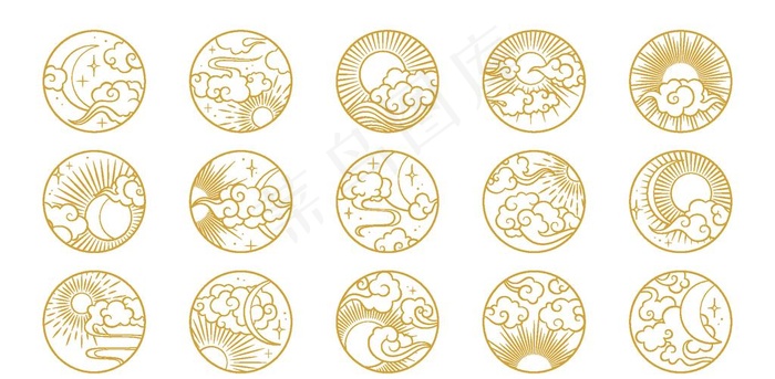 中式传统图案图片ai矢量模版下载