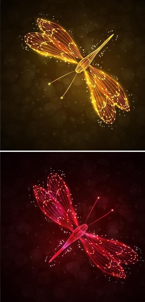 矢量炫酷炫光昆虫蜻蜓插画设计图片