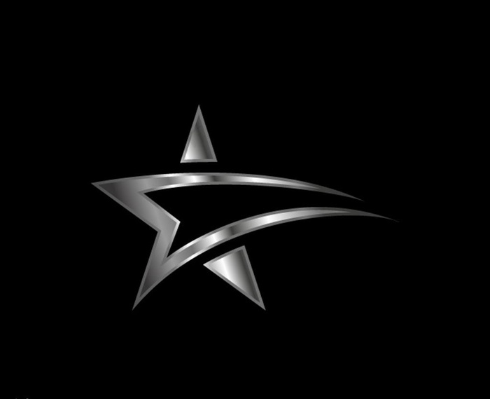 银色质感抽象五角星logo图片