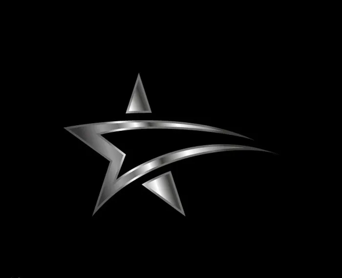 银色质感抽象五角星logo图片eps,ai矢量模版下载