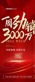 地产红金热销海报图片