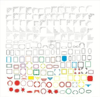各种花边及爆炸矢量图图片