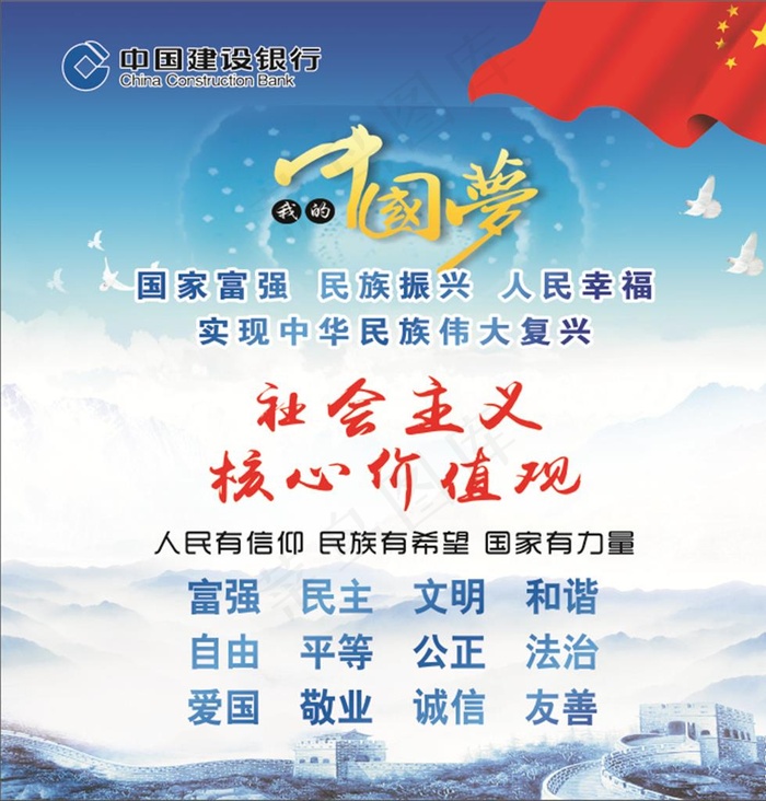 中国梦 核心价值观 党建 展板图片(210X297)cdr矢量模版下载