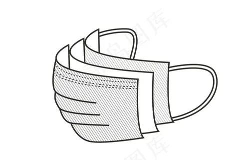 三层医用口罩线稿图片