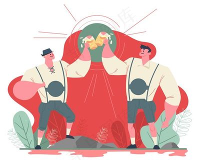 手绘两个碰杯的男人插画设计AI图片