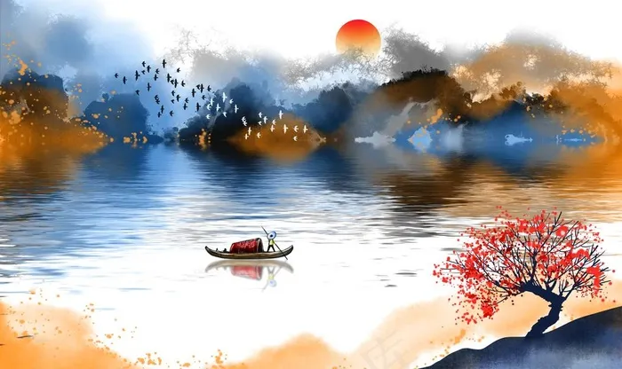 抽象山水背景墙图片(9071X5669(DPI:72))psd模版下载