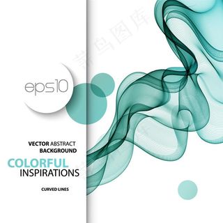 绿色动感曲线背景矢量素材图片