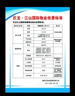 XX物业 收费标准图片