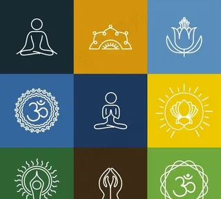 概述瑜伽的图标集图片