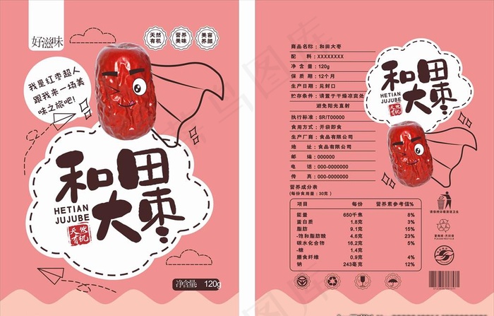 和田大枣包装展开图图片cdr矢量模版下载