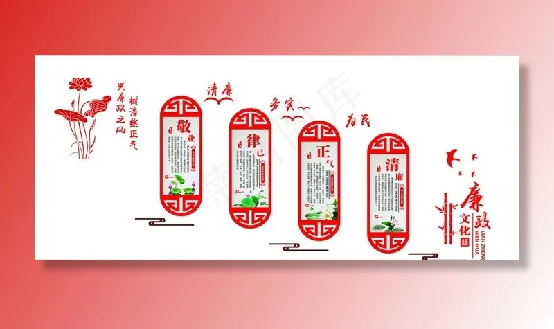 廉政文化墙图片cdr矢量模版下载