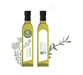 亚麻籽油瓶贴设计图片瓶身贴