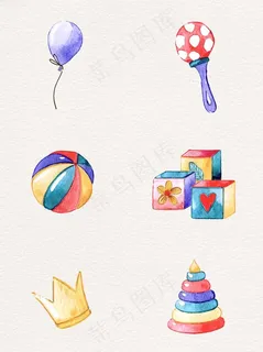 水彩婴儿玩具矢量元素图片