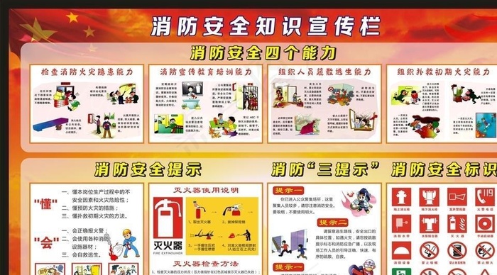 消防安全知识宣传栏图片cdr矢量模版下载