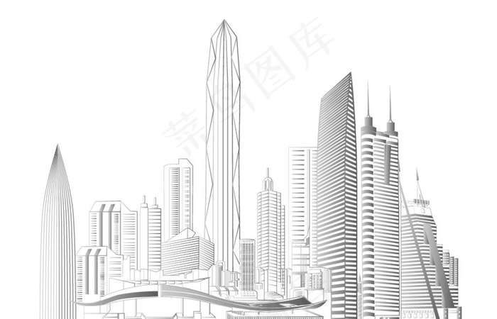 深圳建筑线条图图片ai矢量模版下载