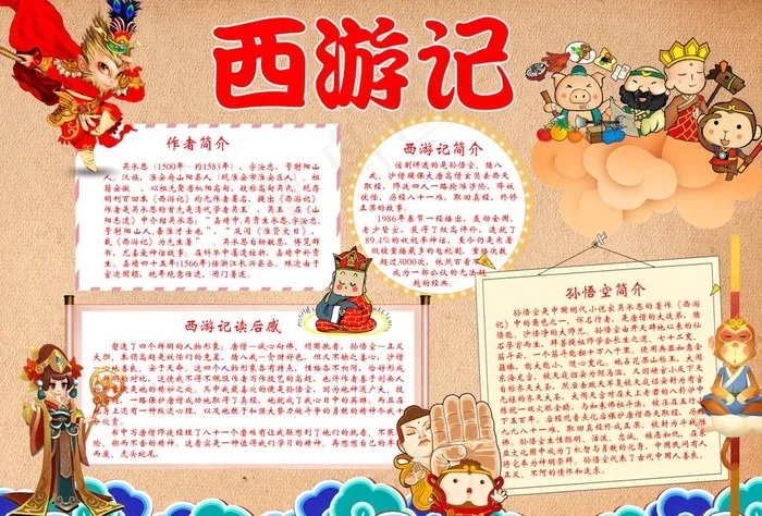 原创西游记手抄报图片(2362X1673(DPI:100))psd模版下载