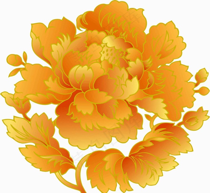 金色牡丹花图片cdr矢量模版下载