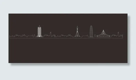 郑州地标 二七塔 玉米楼线稿图片