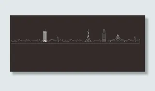 郑州地标 二七塔 玉米楼线稿图片