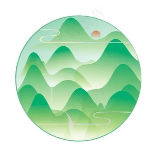 手绘中国风渐变水墨山水云纹古风图片