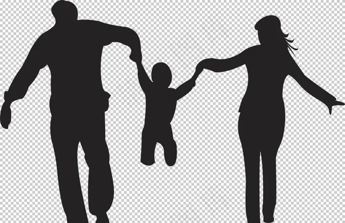 一家人剪影图片