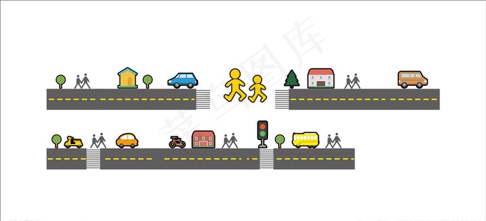 交通 卡通人 公路 卡通汽车图片