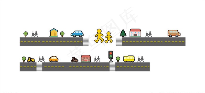 交通 卡通人 公路 卡通汽车图片cdr矢量模版下载