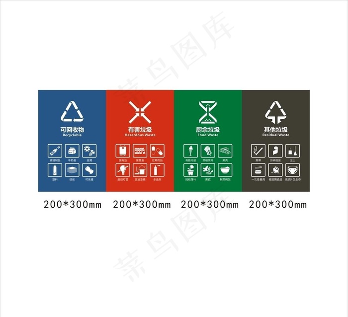 2020垃圾箱四分类标志图片cdr矢量模版下载