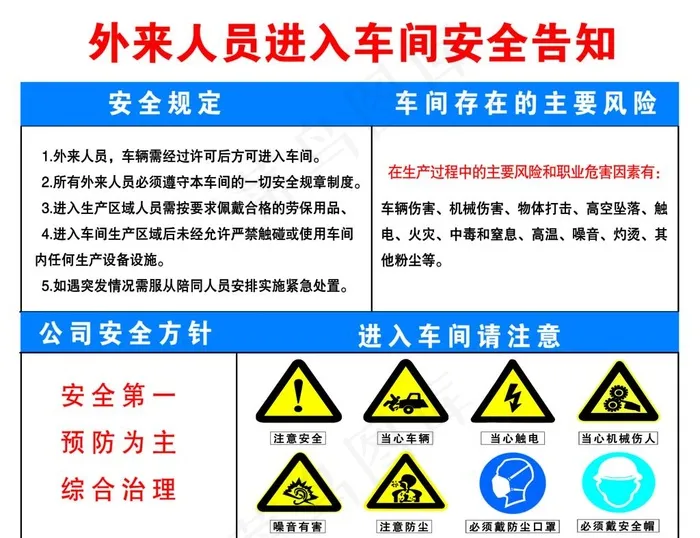 外来人员进入车间安全告知图片psd模版下载